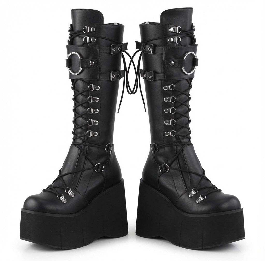 Long Wedge Boots for Women Gothic Shoes Over-the-knee Platforms