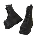 Printed Chunky Thick Bottom Fashion Lace Up Ankle Platform Boots