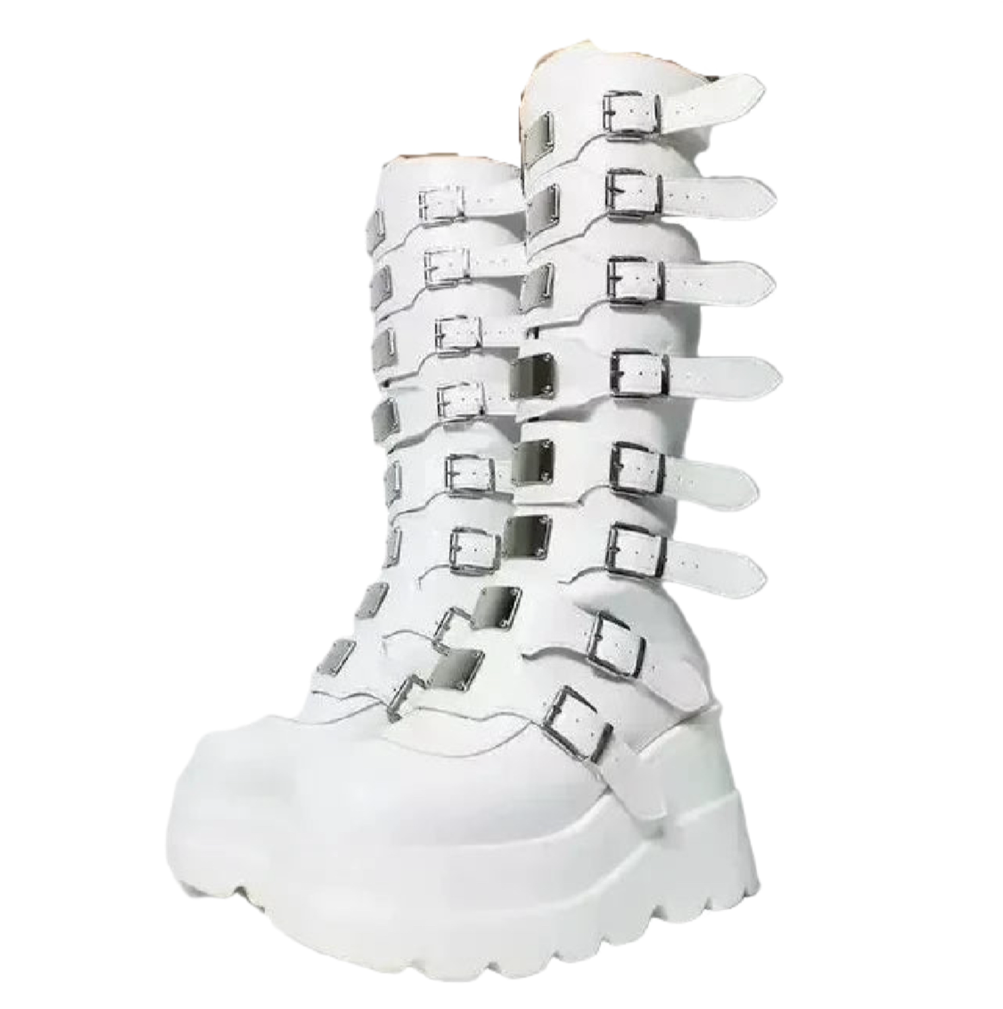 White Gothic Knee High Boots for Women Shoes Platform Boots Botas Para Mujer