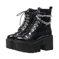 Punk Black Boots for Women Sexy Chain Chunky Heel Platform Boots