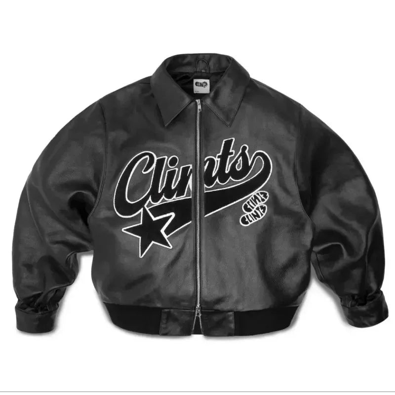 Hip Hop Leather Retro Embroidery Jacket