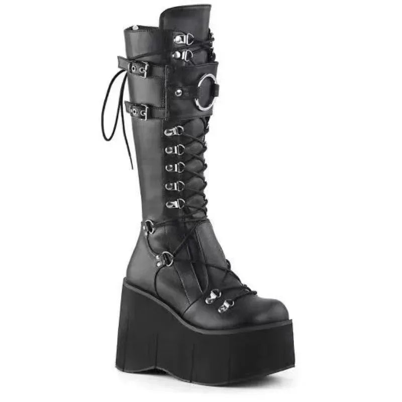 Long Wedge Boots for Women Gothic Shoes Over-the-knee Platforms