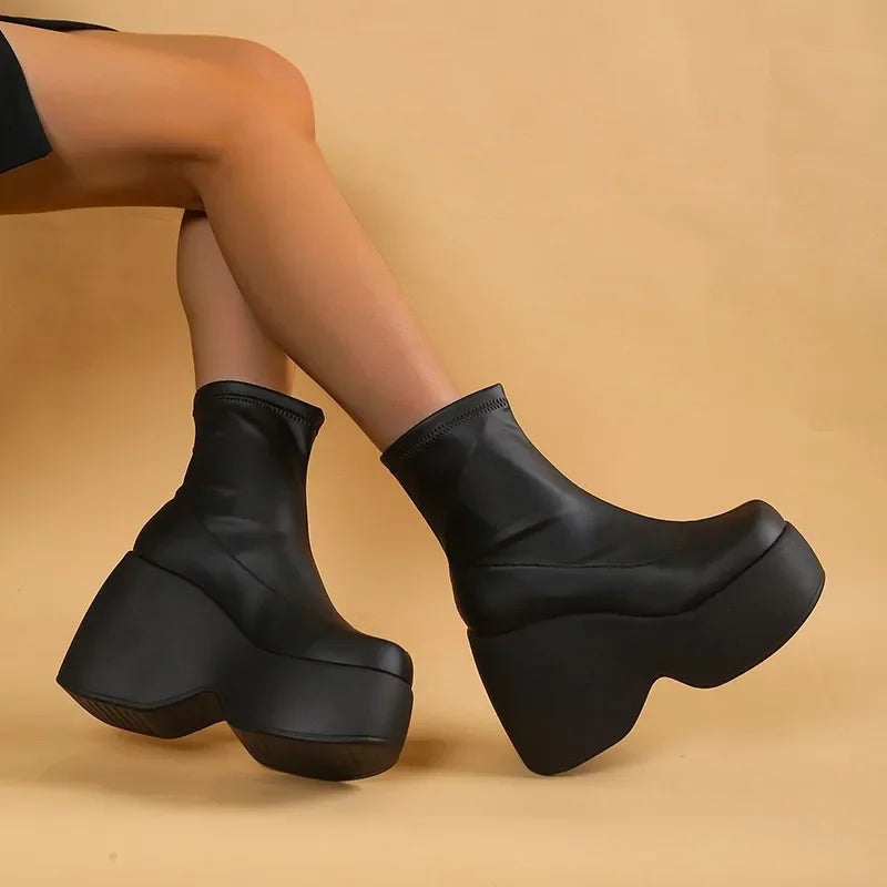 Women’s Minimal Clean Platform Soft High Quality Ankle Boots
