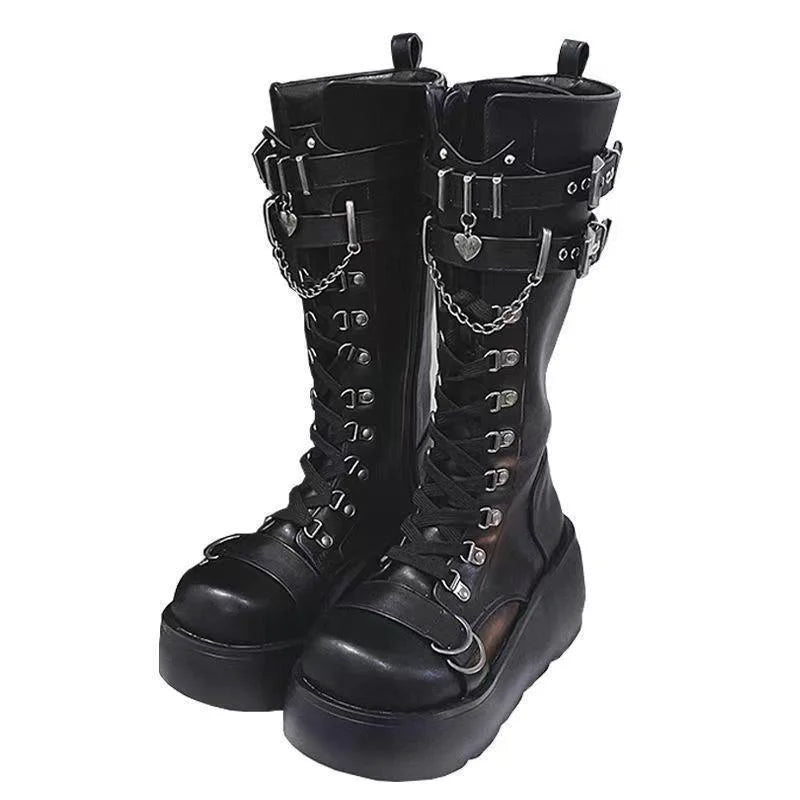 Gothic Style Women's Platform Vampire Mid-calf Boots