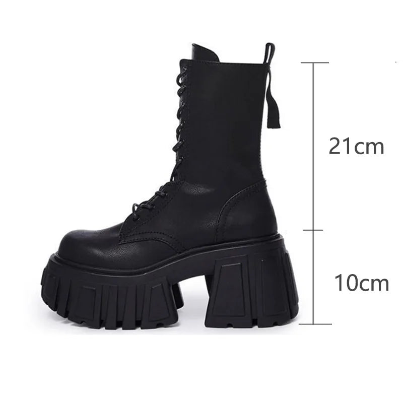 Gothic Platform Mid-calf Boots Women’s Shoes